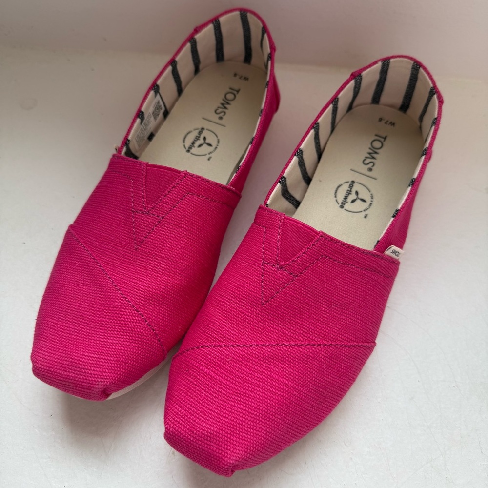 TOMS Classic Hot Pink Canvas Slip-Ons